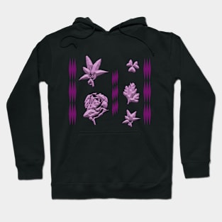 Lilies and roses carved in stone on dark violet background Hoodie